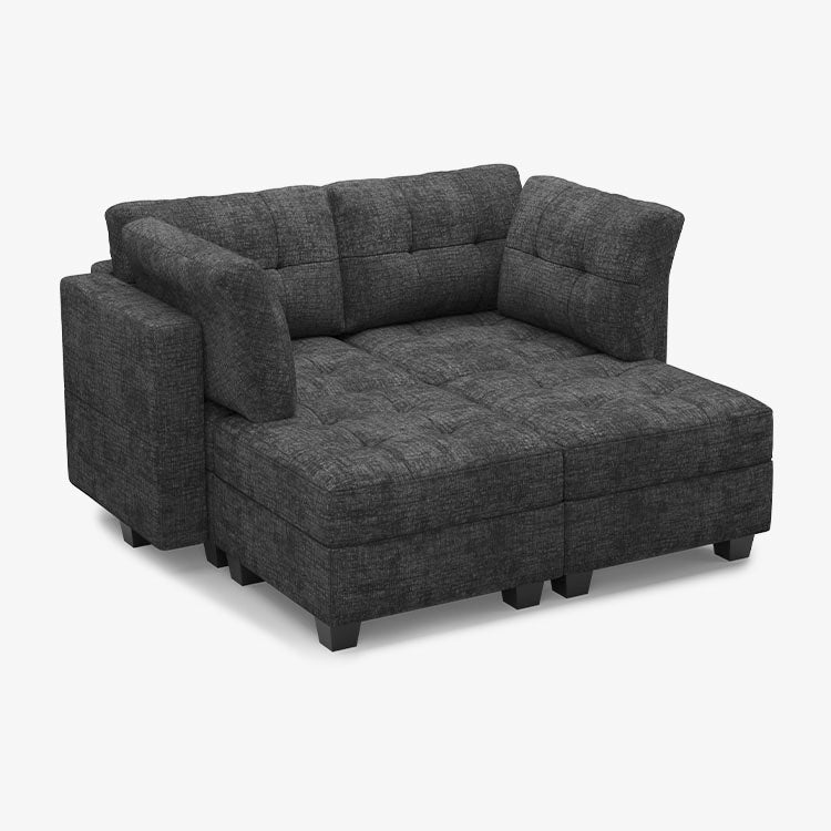 Belffin 4 Seats + 4 Sides Modular Sleeper Chenille Tufted Sofa with Storage Seat