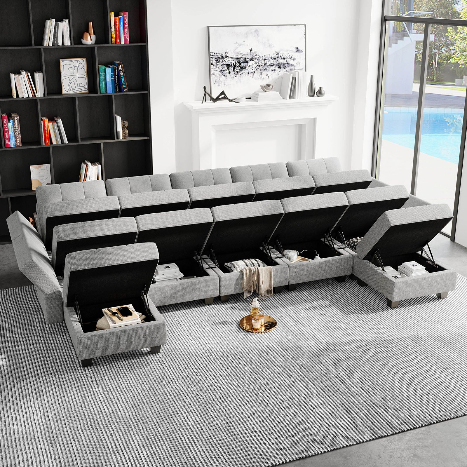 Belffin Modular Sofas - 12 Seats + 9 Sides Modular Weave Sofa with ...