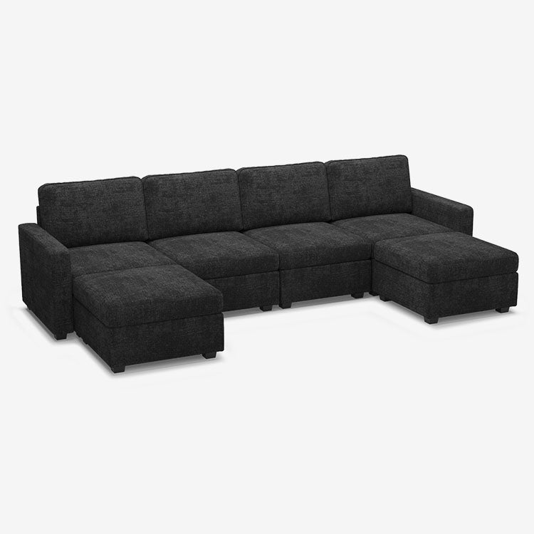 Belffin 6 Seats + 6 Sides Oversized Modular Chenille Cloud Sofa with Large Storage Seat