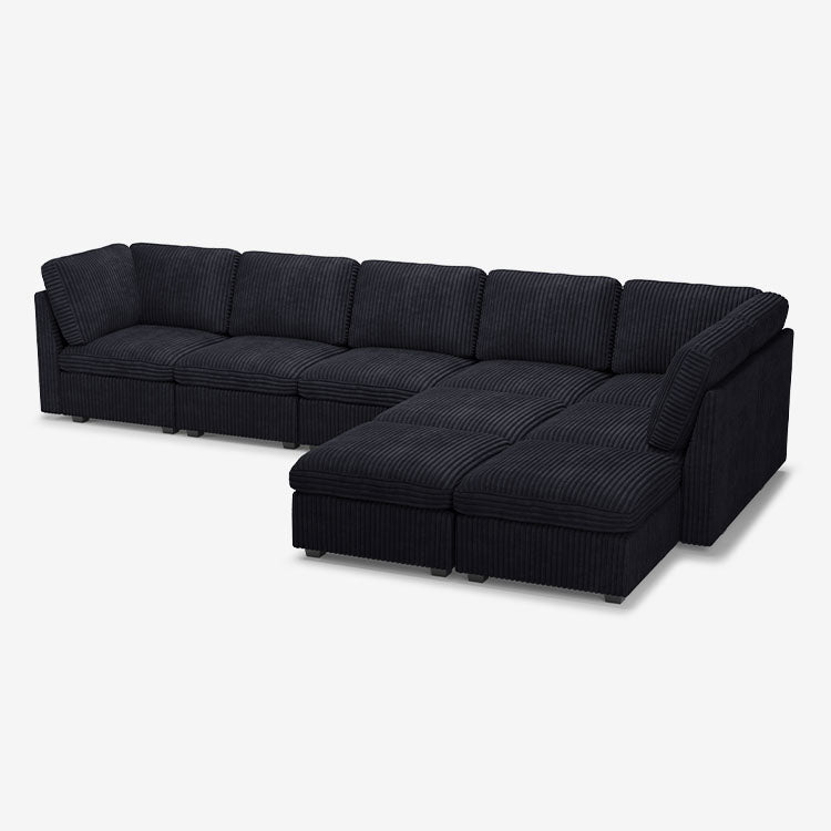 Belffin 9 Seats + 8 Sides Oversized Modular Wide-Ribbed Corduroy Sofa with Large Storage Ottoman