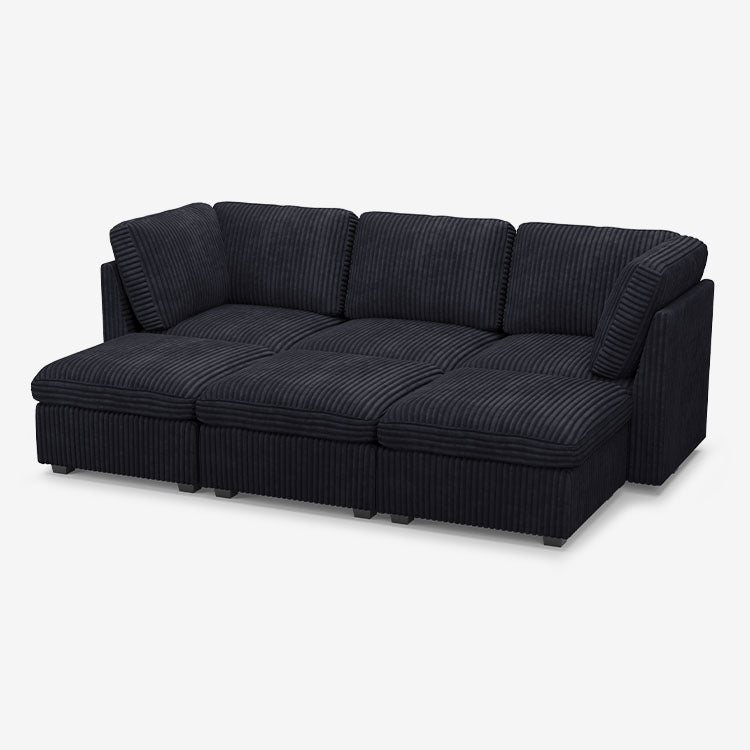 Belffin 6 Seats + 5 Sides Oversized Modular Wide-Ribbed Corduroy Sleeper Sofa with Large Storage Seat