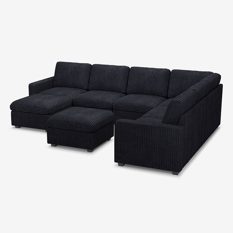 Belffin 7 Seats + 9 Sides Oversized Modular Wide-Ribbed Corduroy Sofa with Large Storage Ottoman