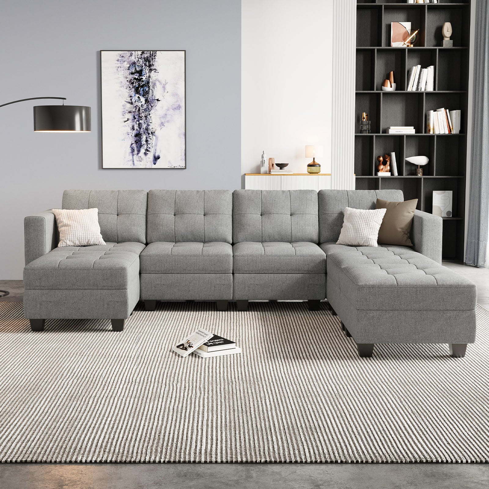 Belffin 7 Seats + 6 Sides Modular Weave Sofa with Storage Seat