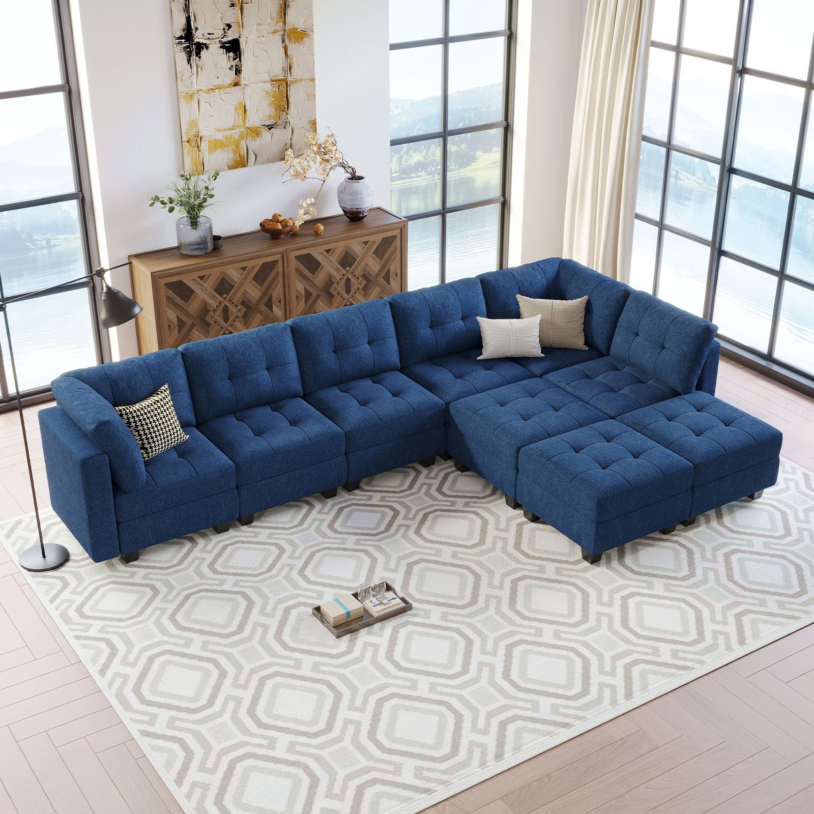 Belffin 9 Seats + 8 Sides Modular Weave Sofa with Storage Seat