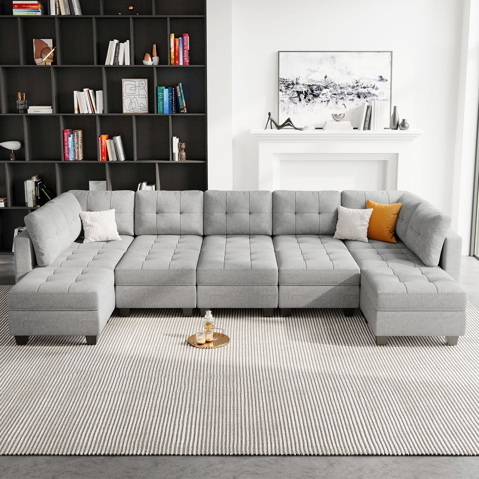 Belffin 12 Seats + 9 Sides Modular Weave Sofa with Storage Seat