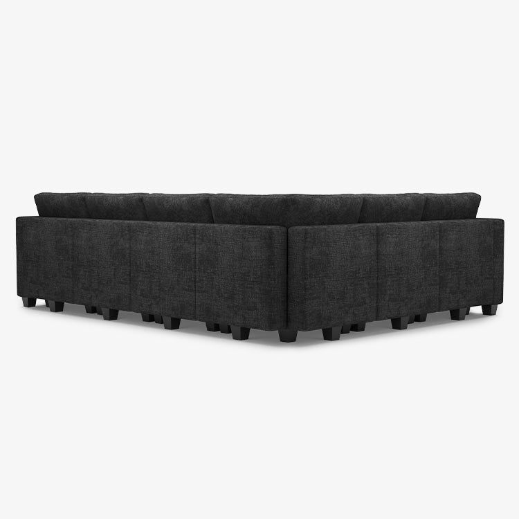 Belffin 7 Seats + 9 Sides Modular Chenille Tufted Sofa with Storage Ottoman