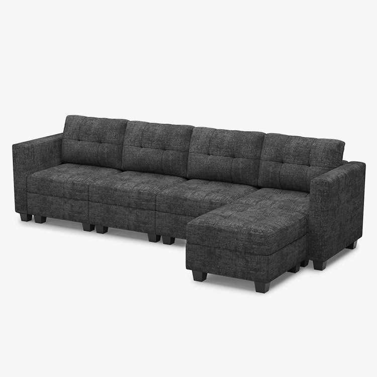 Belffin 5 Seats + 6 Sides Modular Chenille Tufted Sofa with Storage Seat