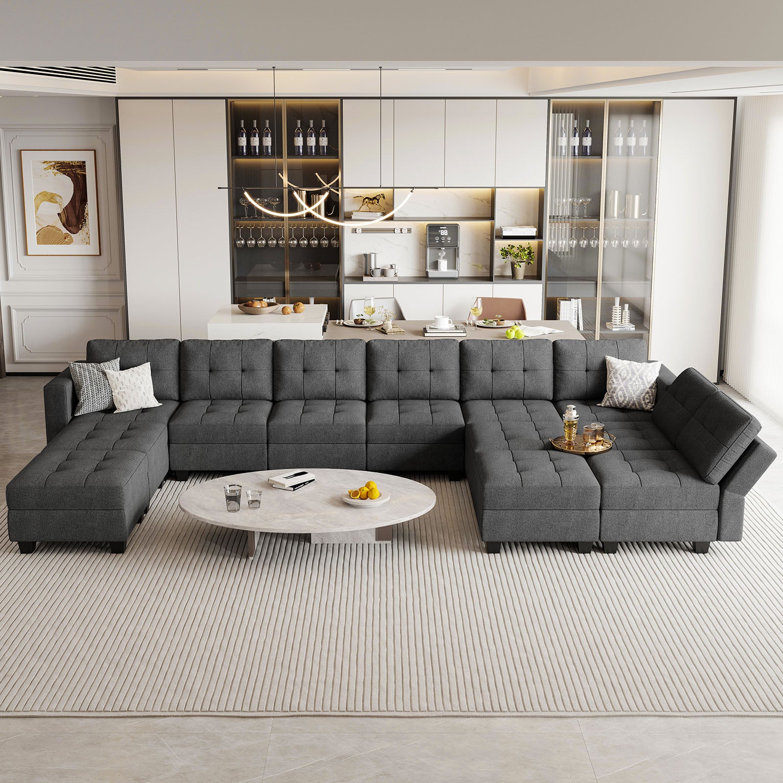 Belffin 12 Seats + 10 Sides Modular Weave Sofa with Storage Seat