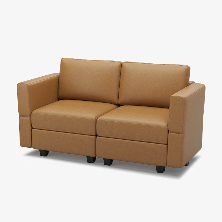 Belffin 2 Seats + 4 Sides Modular Leather Loveseat Sofa with Storage Seat