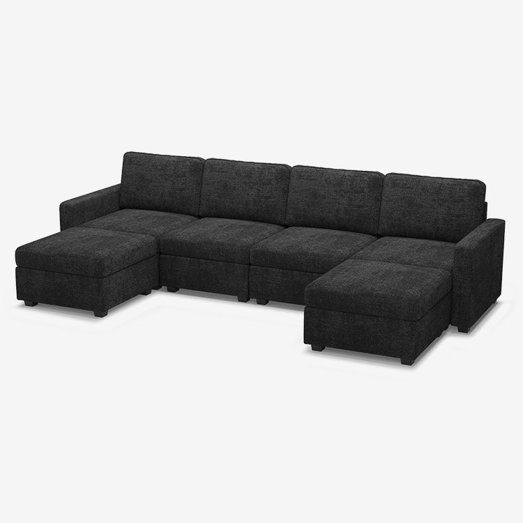 Belffin 6 Seats + 6 Sides Oversized Modular Chenille Cloud Sofa with Large Storage Seat