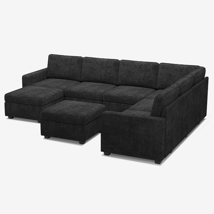 Belffin 7 Seats + 9 Sides Oversized Modular Chenille Cloud Sofa with Large Storage Ottoman