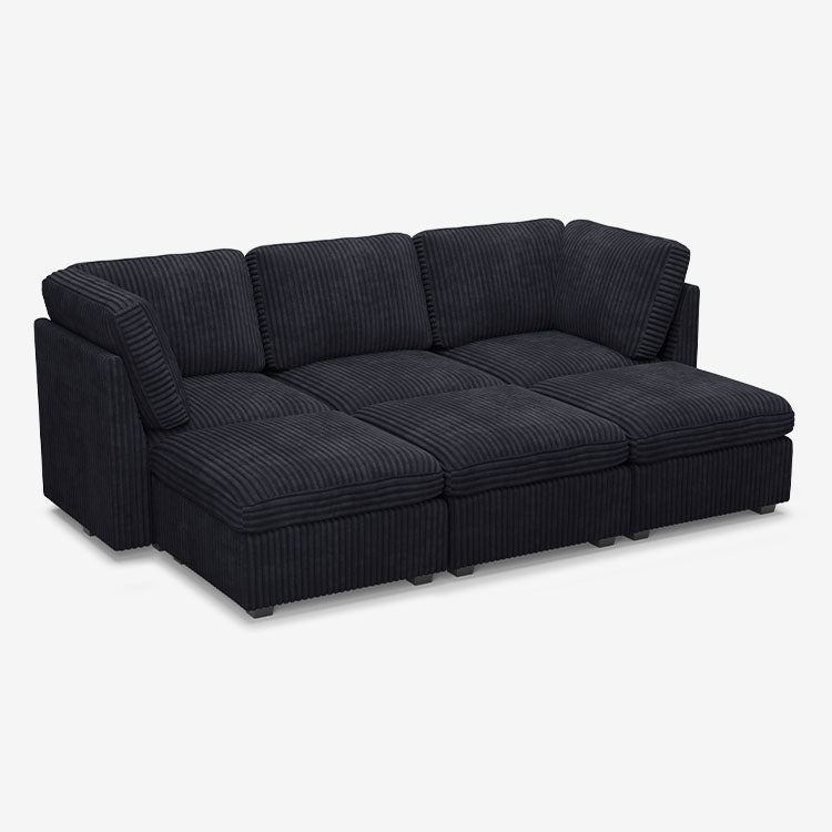 Belffin 6 Seats + 5 Sides Oversized Modular Wide-Ribbed Corduroy Sleeper Sofa with Large Storage Seat