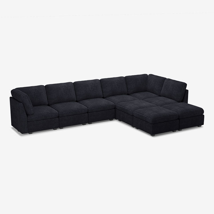 Belffin 9 Seats + 8 Sides Oversized Modular Wide-Ribbed Corduroy Sofa with Large Storage Ottoman