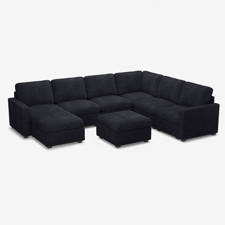 Belffin 7 Seats + 9 Sides Oversized Modular Wide-Ribbed Corduroy Sofa with Large Storage Ottoman