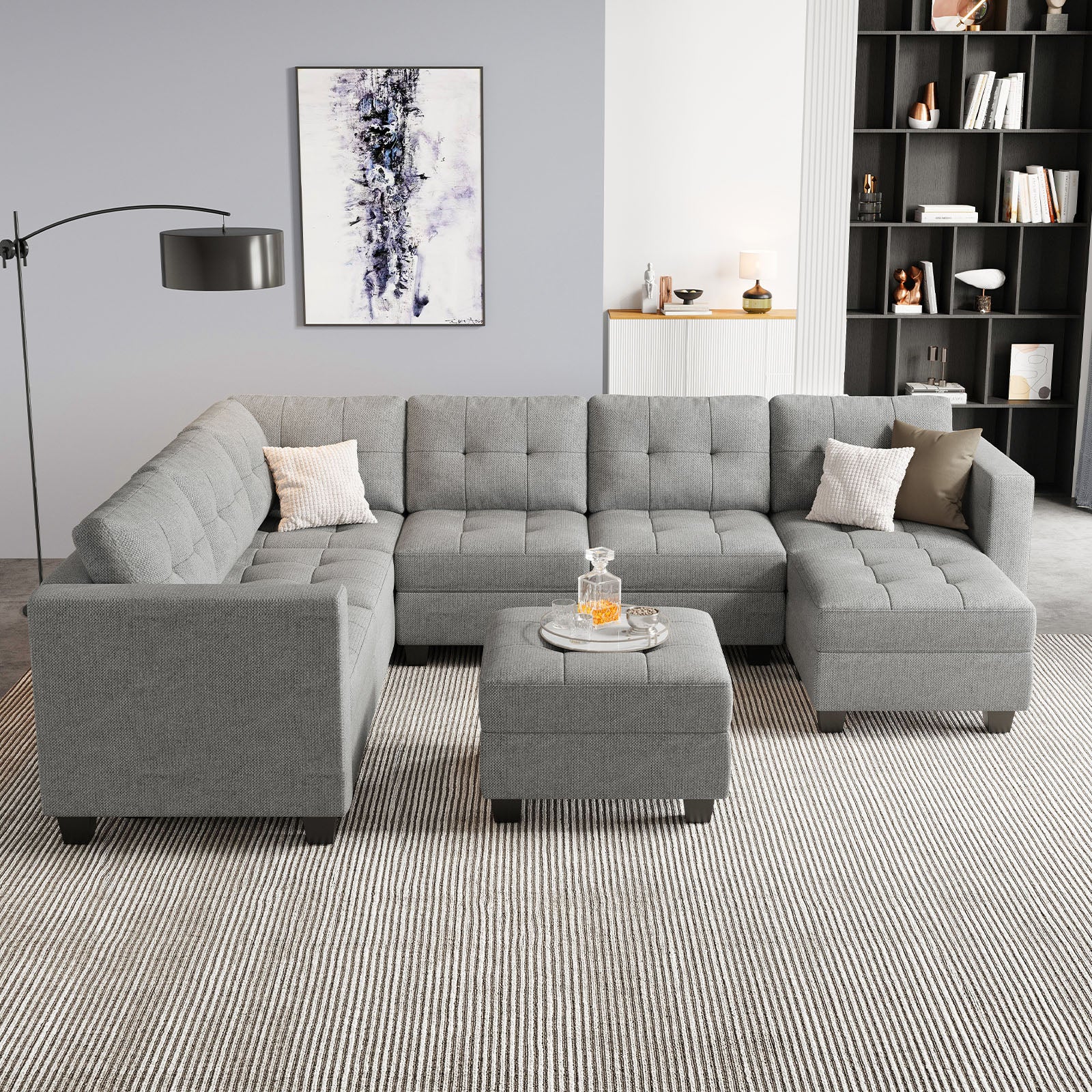 Belffin 7 Seats + 9 Sides Modular Weave Sofa with Ottoman