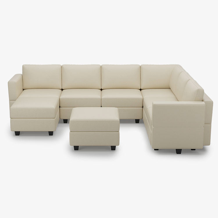 Belffin 7 Seats + 9 Sides Modular Leather Sofa with Storage Ottoman