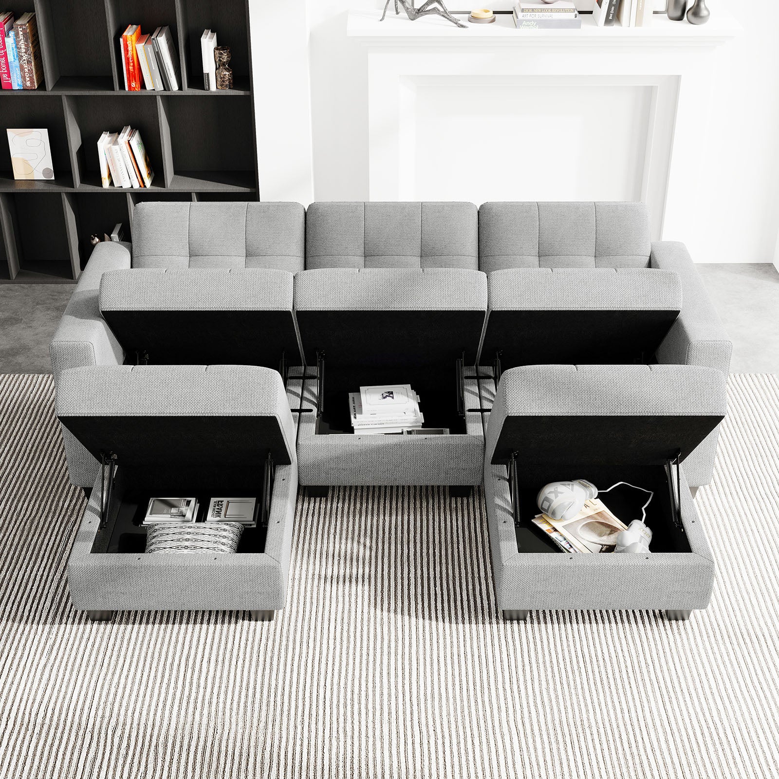 Belffin 5 Seats + 5 Sides Modular Weave Sofa with Storage Seat