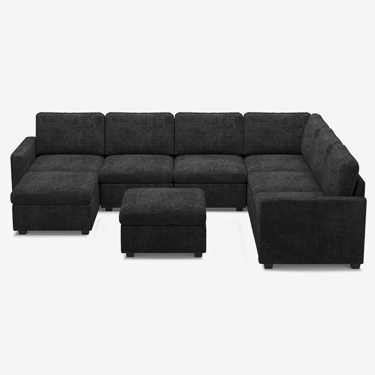 Belffin 7 Seats + 9 Sides Oversized Modular Chenille Cloud Sofa with Large Storage Ottoman