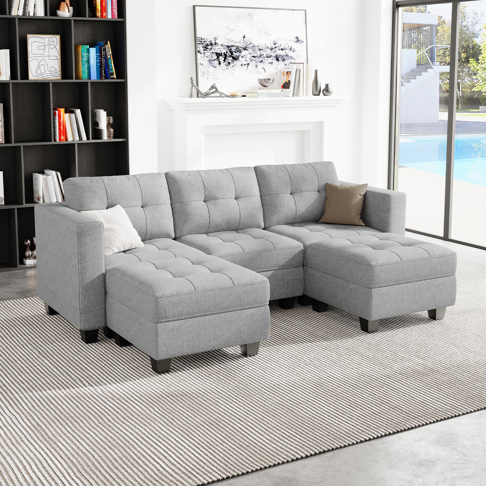 Belffin 5 Seats + 5 Sides Modular Weave Sofa with Storage Seat