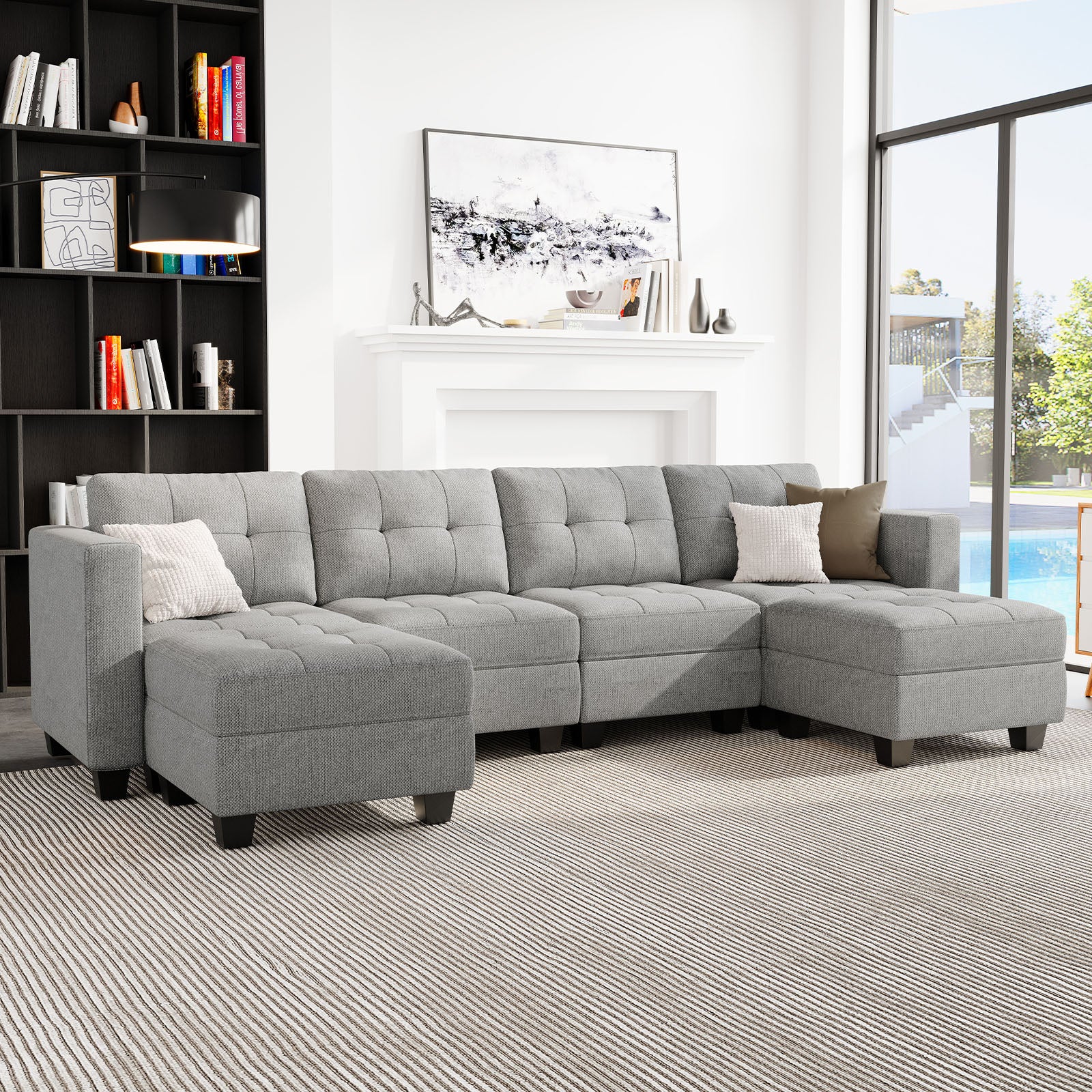 Belffin 6 Seats + 6 Sides Modular Weave Sofa with Storage Seat