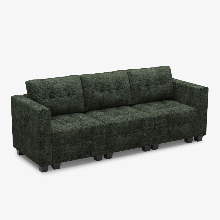 Belffin 3 Seats + 5 Sides Modular Chenille Tufted Sofa with Storage Seat