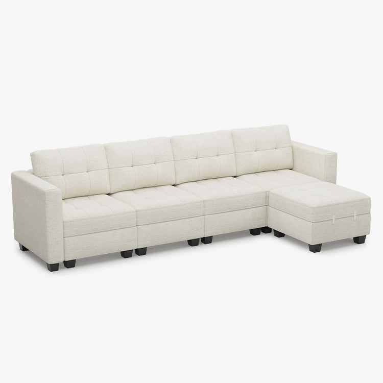 Belffin 5 Seats + 6 Sides Modular Chenille Tufted Sofa with Storage Seat