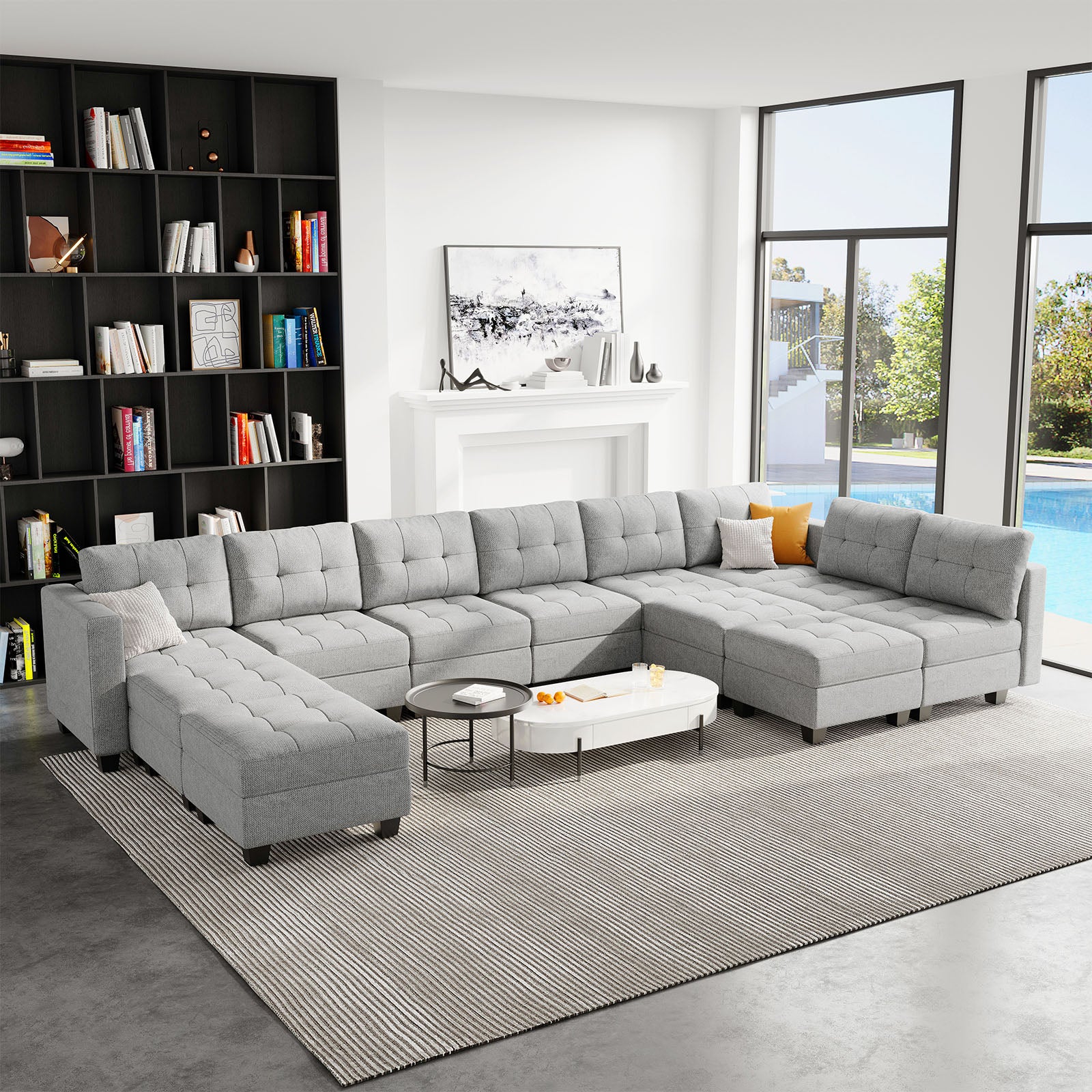 Belffin 12 Seats + 10 Sides Modular Weave Sofa with Storage Seat