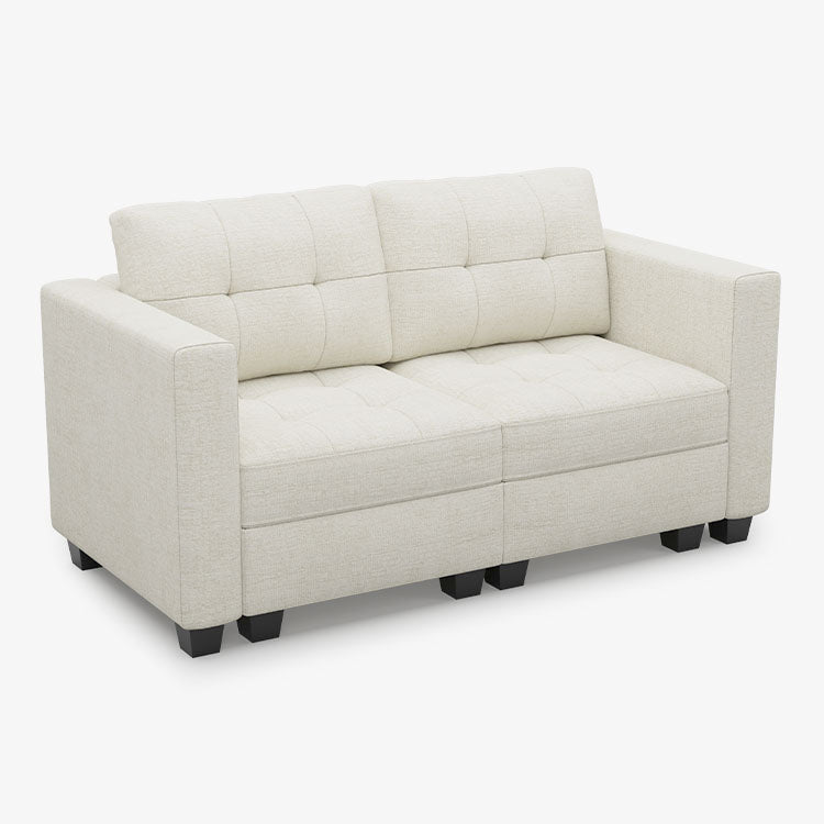 Belffin 2 Seats + 4 Sides Modular Chenille Tufted Loveseat Sofa with Storage Seat