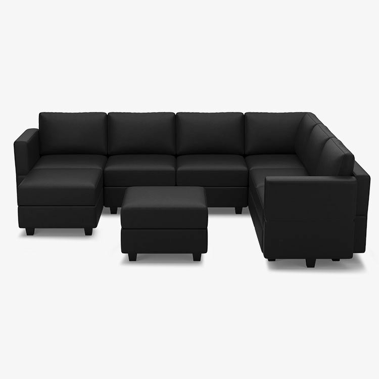 Belffin 7 Seats + 9 Sides Modular Leather Sofa with Storage Ottoman