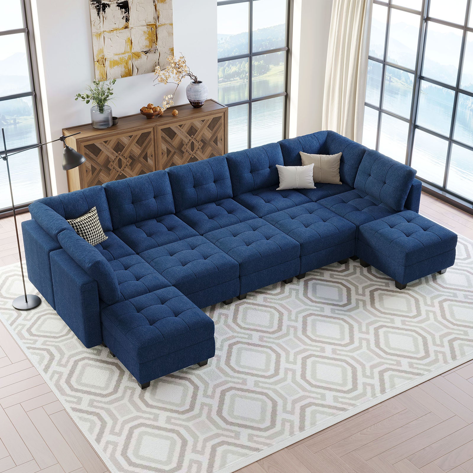 Belffin 12 Seats + 9 Sides Modular Weave Sofa with Storage Seat