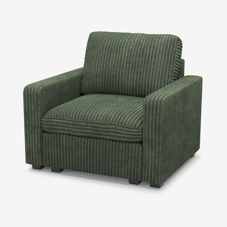 Belffin 1 Seat + 2 Sides Oversized Modular Wide-Ribbed Corduroy Sofa with Large Storage Seat