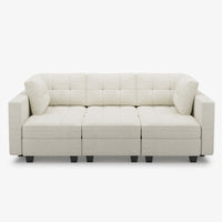 Oatmeal-Beige-/-Chenille-6-Seat-Pit-Sectional