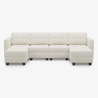 Oatmeal-Beige-/-Chenille-6-Seat-U-Shaped-Open-Sectional