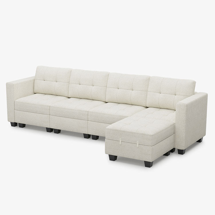 Belffin 5 Seats + 6 Sides Modular Chenille Tufted Sofa with Storage Seat