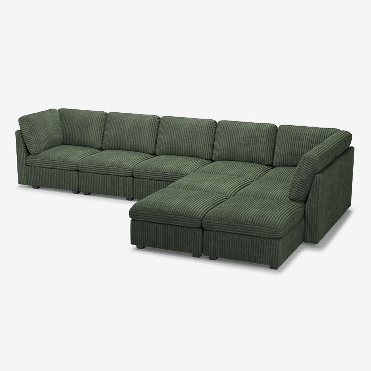 Belffin 9 Seats + 8 Sides Oversized Modular Wide-Ribbed Corduroy Sofa with Large Storage Ottoman