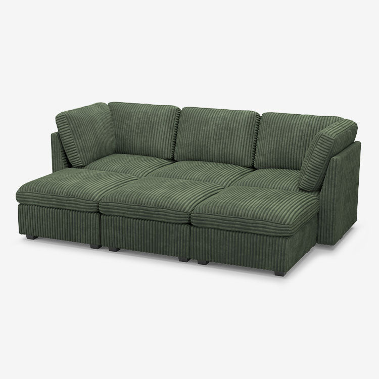 Belffin 6 Seats + 5 Sides Oversized Modular Wide-Ribbed Corduroy Sleeper Sofa with Large Storage Seat