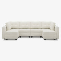 Oatmeal-Beige-/-Chenille-6-Seat-U-Shaped-Sectional