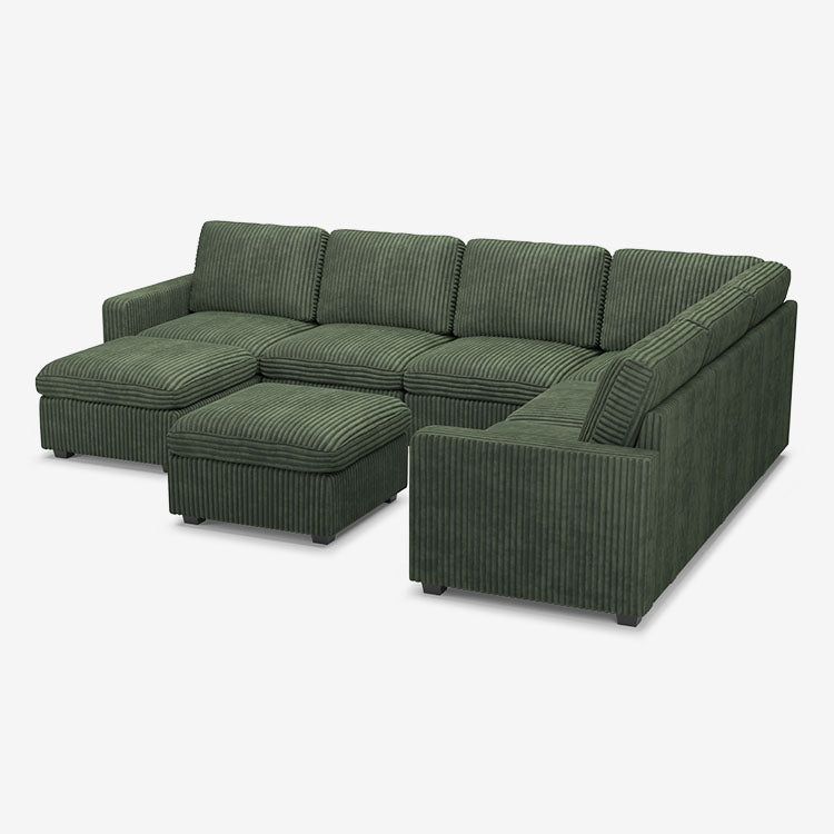 Belffin 7 Seats + 9 Sides Oversized Modular Wide-Ribbed Corduroy Sofa with Large Storage Ottoman