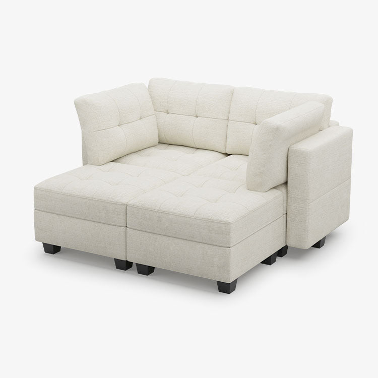 Belffin 4 Seats + 4 Sides Modular Sleeper Chenille Tufted Sofa with Storage Seat