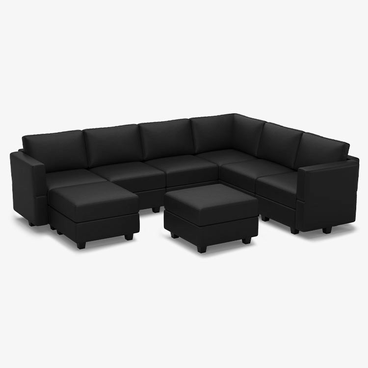 Belffin 7 Seats + 9 Sides Modular Leather Sofa with Storage Ottoman