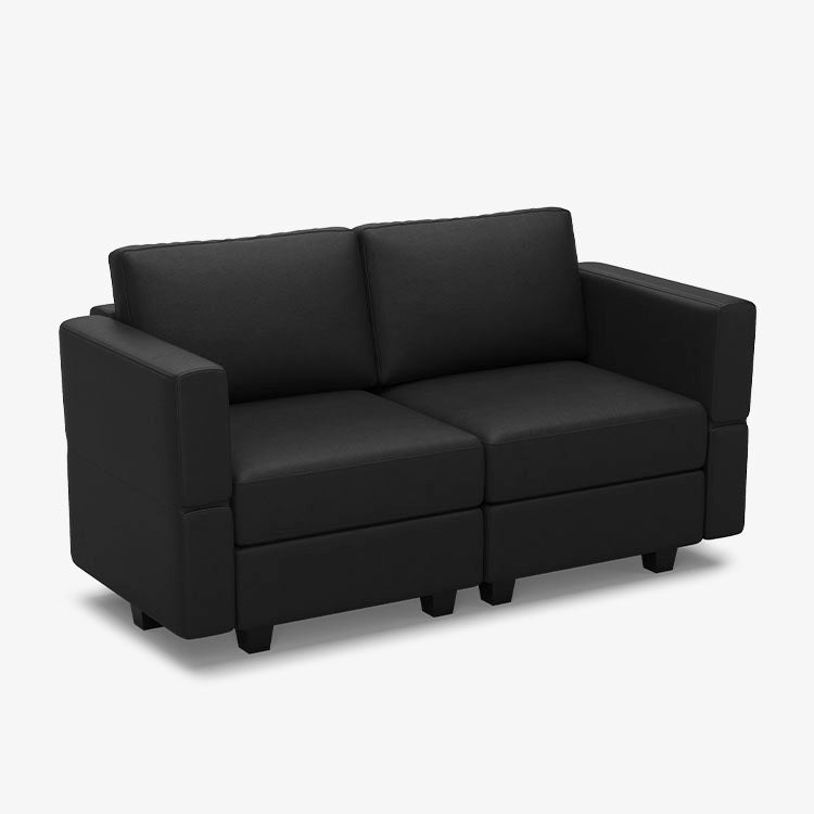 Belffin 2 Seats + 4 Sides Modular Leather Loveseat Sofa with Storage Seat