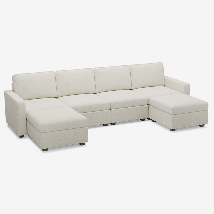 Belffin 6 Seats + 6 Sides Oversized Modular Chenille Cloud Sofa with Large Storage Seat