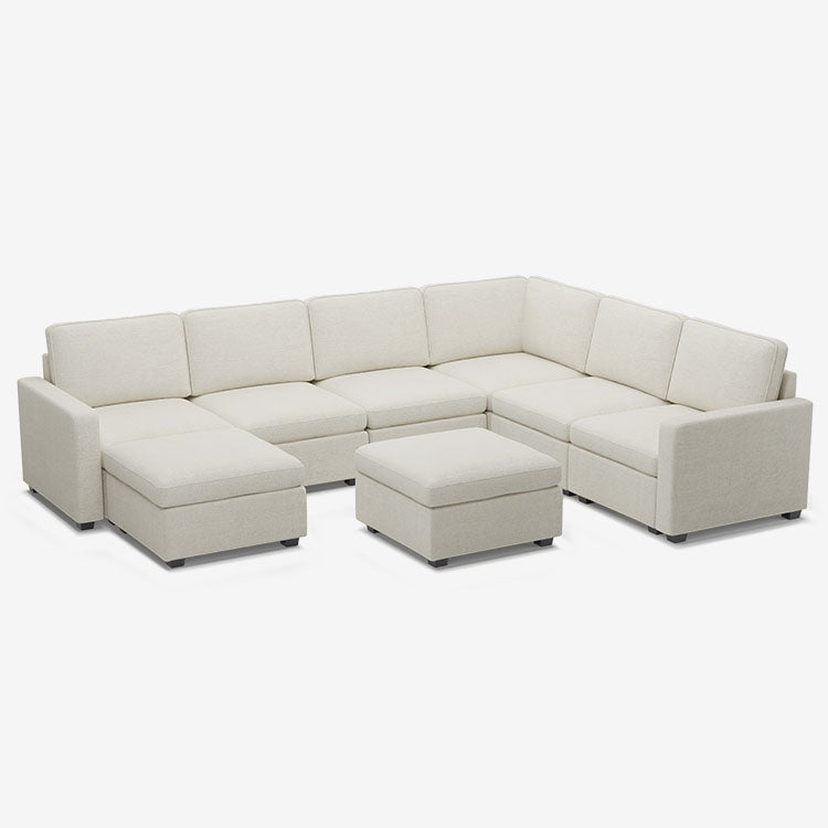 Belffin 7 Seats + 9 Sides Oversized Modular Chenille Cloud Sofa with Large Storage Ottoman