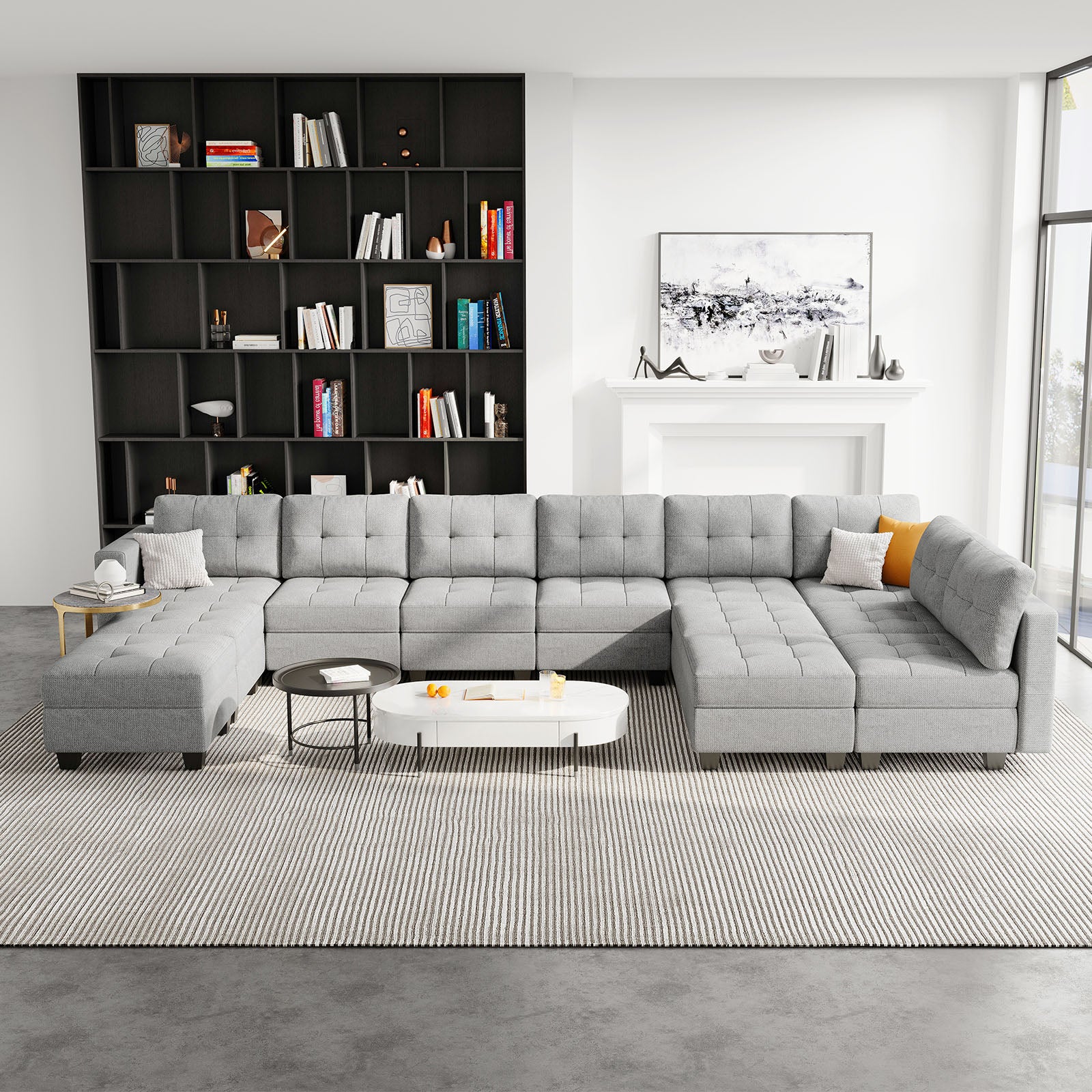 Belffin 12 Seats + 10 Sides Modular Weave Sofa with Storage Seat