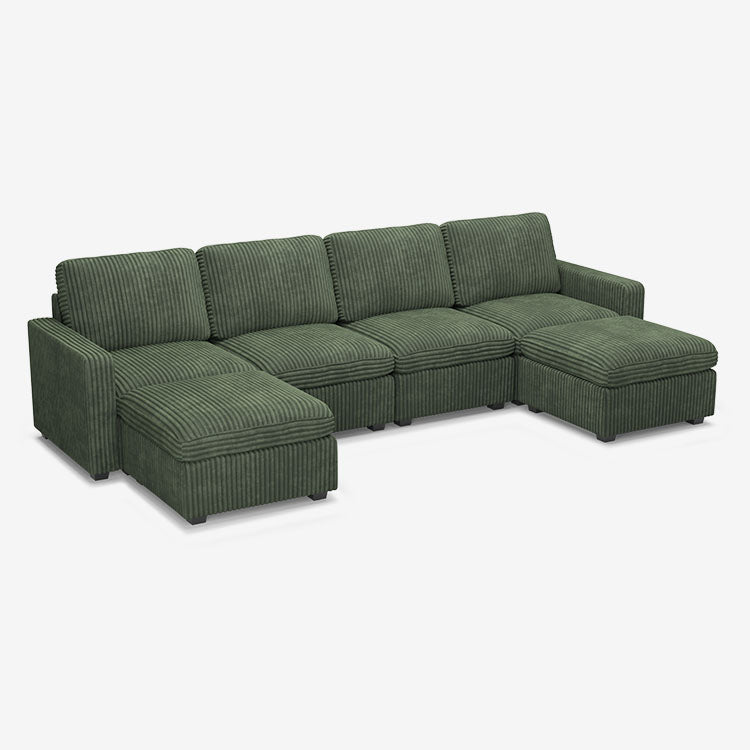 Belffin 6 Seats + 6 Sides Oversized Modular Wide-Ribbed Corduroy Sofa with Large Storage Seat