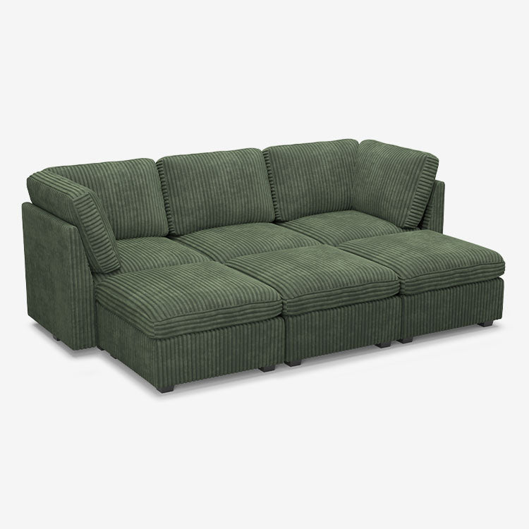 Belffin 6 Seats + 5 Sides Oversized Modular Wide-Ribbed Corduroy Sleeper Sofa with Large Storage Seat