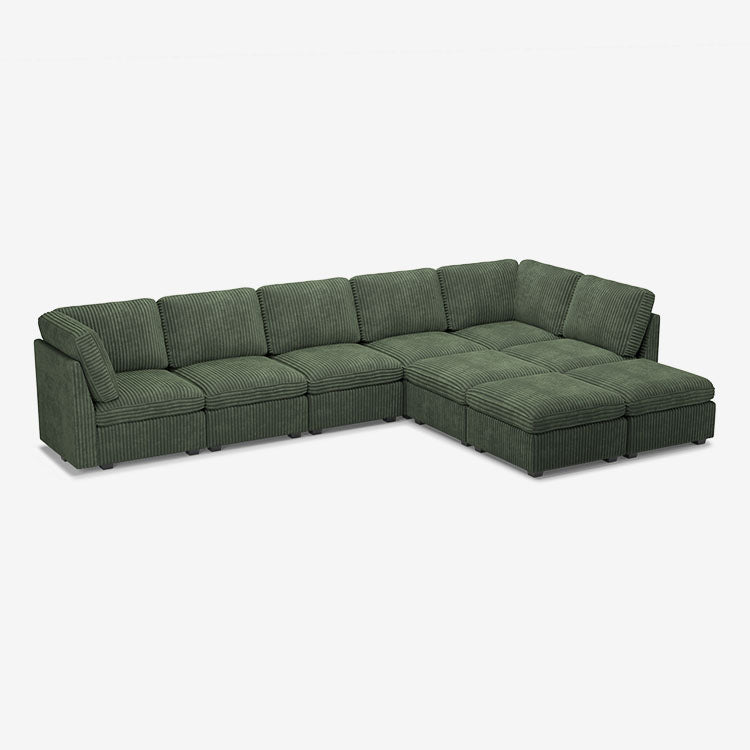 Belffin 9 Seats + 8 Sides Oversized Modular Wide-Ribbed Corduroy Sofa with Large Storage Ottoman