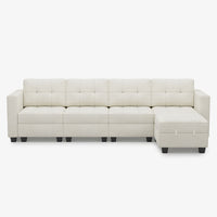 Oatmeal-Beige-/-Chenille-5-Seat-L-Shaped-Sectional