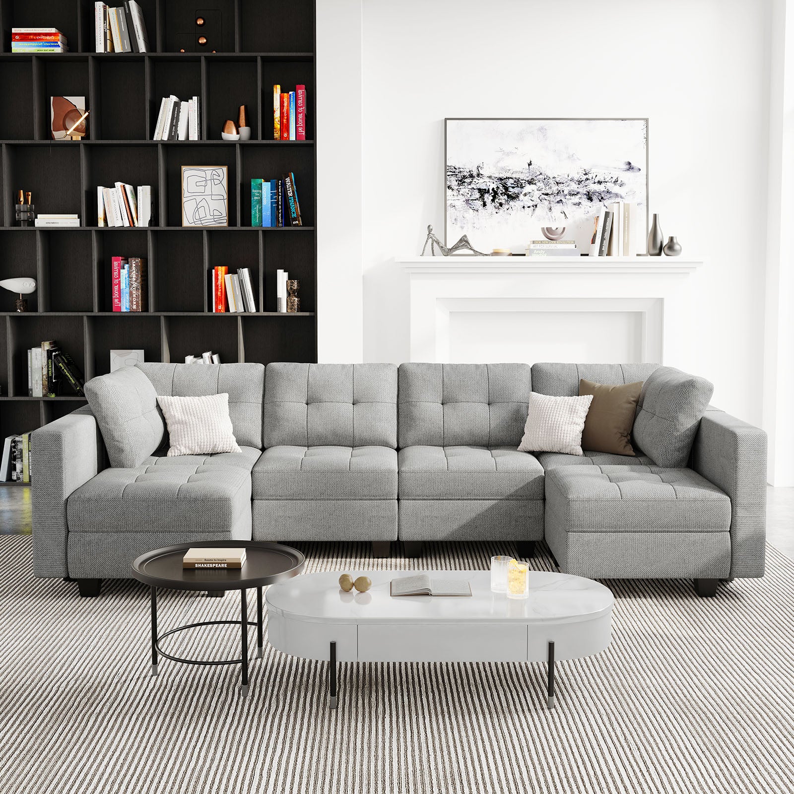 Belffin 6 Seats + 8 Sides Modular Weave Sofa with Storage Seat