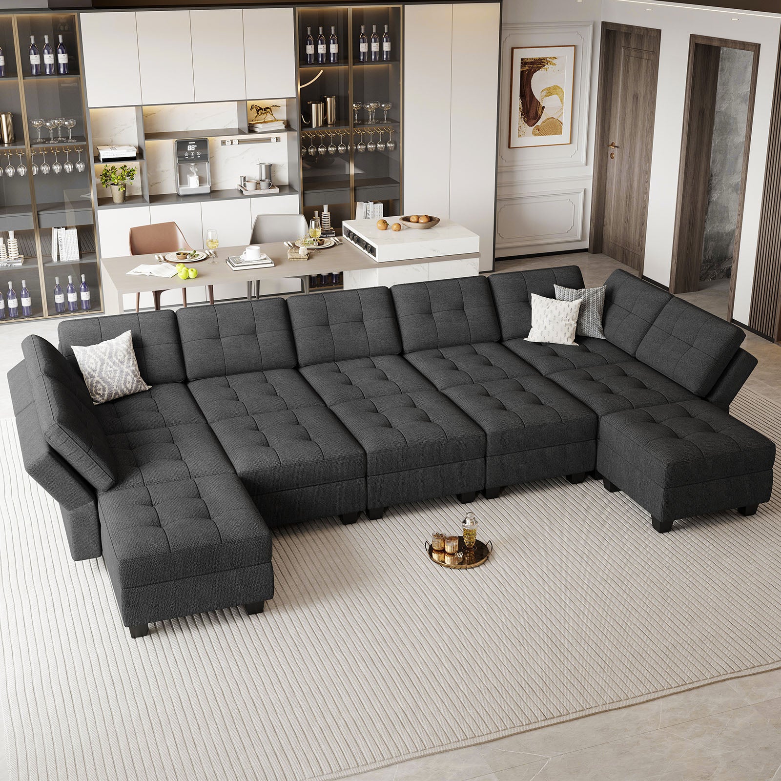 Belffin 12 Seats + 9 Sides Modular Weave Sofa with Storage Seat